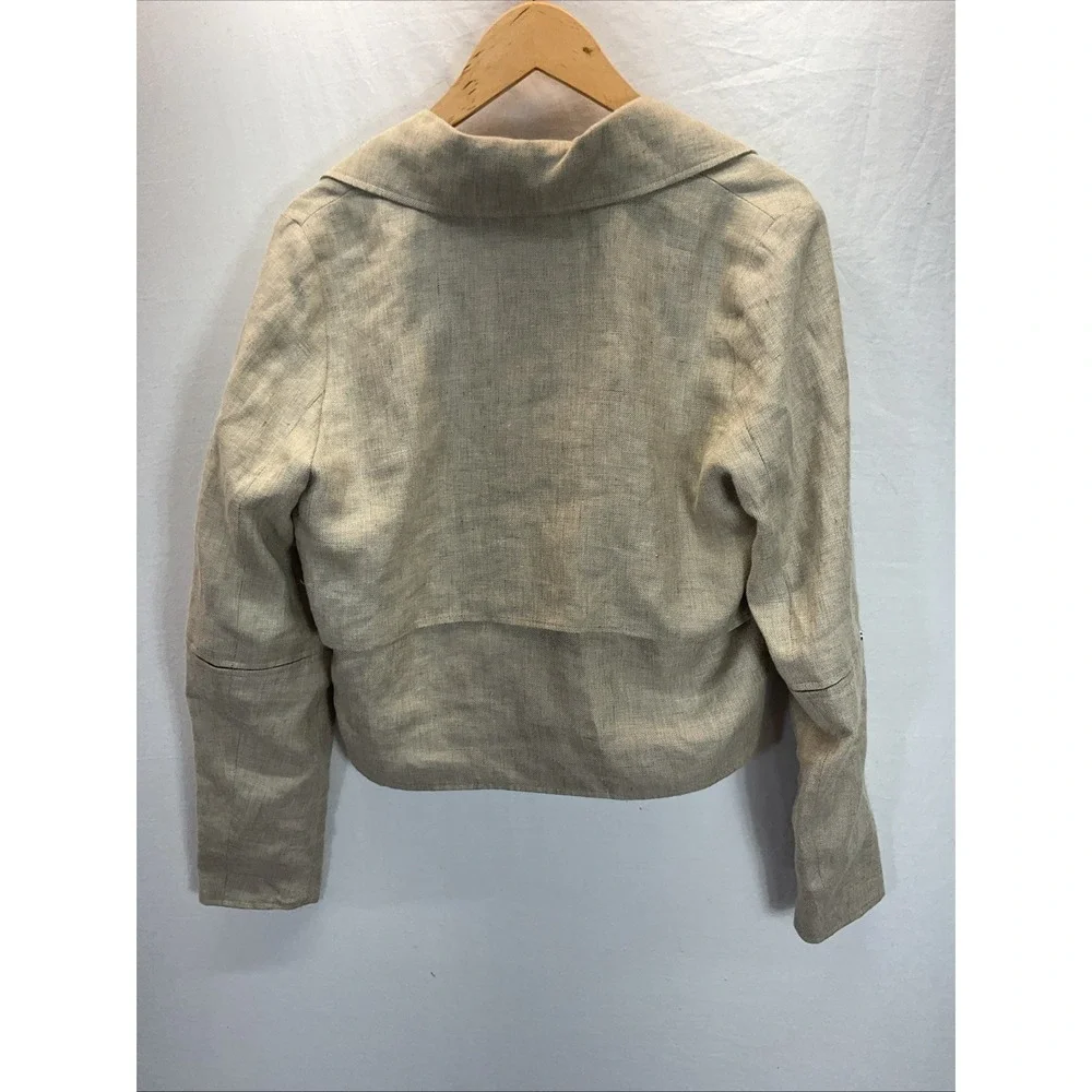 ADROIT‎ ATELIER Double Breasted Linen Blend Blazer Cropped Jacket SM office